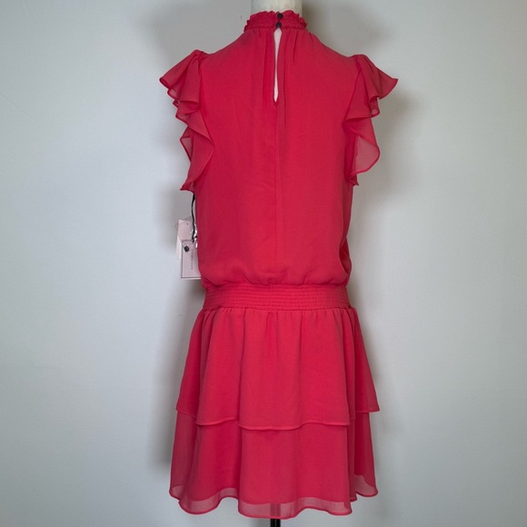 NWT 1.State Flutter Sleeve Mini Dress Coral Smocked Neck & Waist Women’s Small - Picture 5 of 10